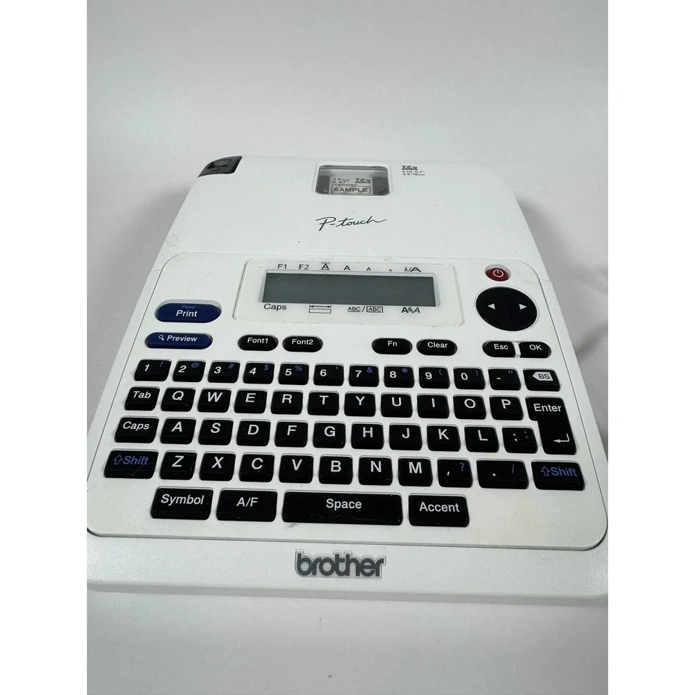 Brother P-Touch PT-2040 Desktop Label Maker White with Power Adapter TZe Tape